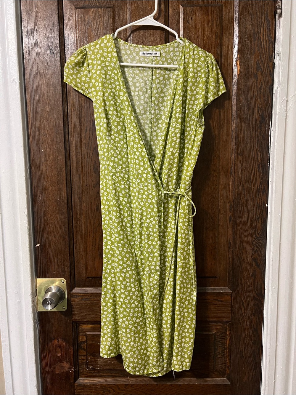 Reformation Green Floral Wrap Dress - Picture 3 of 7